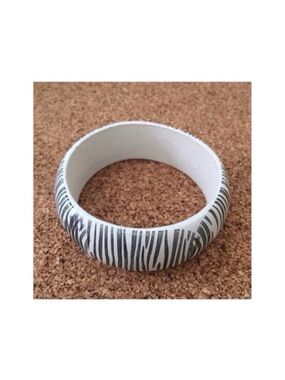 Hand Painted Zebra Print Wooden Bangle